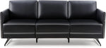 Modern Black Faux Leather Sectional 3 Seaters Sofa Couch Accent Arm Chair w/ Armrest & Comfy Cushion