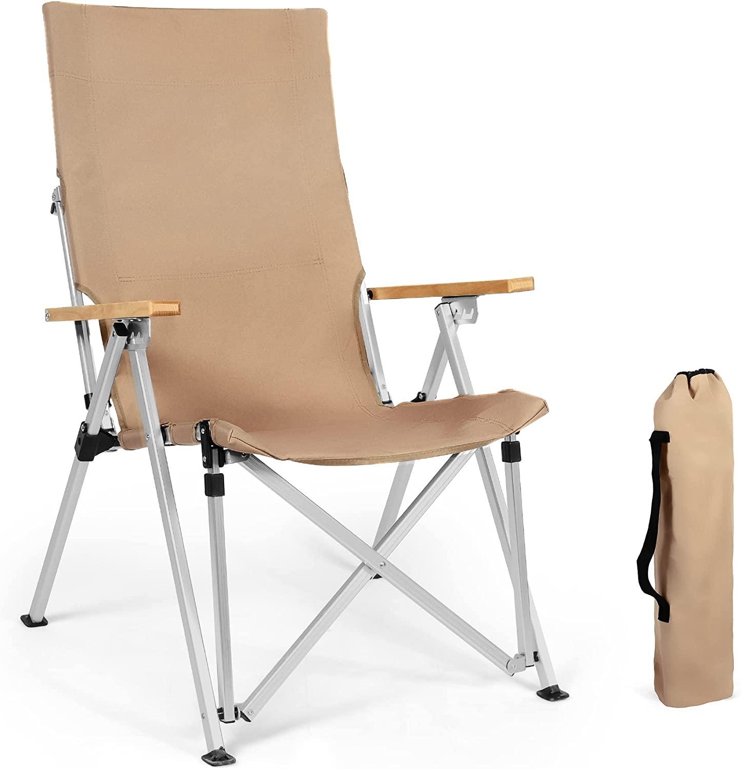 Portable Ultralight Camping Chairs, Adjustable High Back Chairs w/ Arm Rest and Carry Bag - Bosonshop
