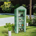 4-Tier Mini Greenhouse w/ PVC Cover & Roll-Up Zipper Door
