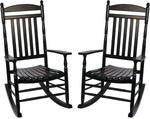 Set of 2 Outdoor Rocking Chairs, Outdoor Indoor Oversized Patio Rocker Chair High Back Rocker, Black