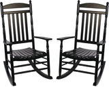Set of 2 Outdoor Rocking Chairs, Outdoor Indoor Oversized Patio Rocker Chair High Back Rocker, Black