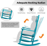 Set of 2 Outdoor Rocking Chairs, Outdoor Indoor Oversized Patio Rocker Chair High Back Rocker, Blue