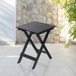 Outdoor Wooden Folding Square Side Table, Portable Lounge End Table, Black