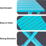 Outdoor Wooden Folding Square Side Table, Portable Lounge End Table, Blue