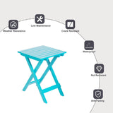 Outdoor Wooden Folding Square Side Table, Portable Lounge End Table, Blue
