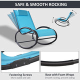 Patio Rocking Lounge Chair, Outdoor Curved Rocker Chaise with Removable Pillow, Blue