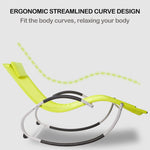 Patio Rocking Lounge Chair, Outdoor U Curved Rocker Chair w/ Removable Pillow, Green