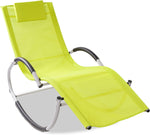 Patio Rocking Lounge Chair, Outdoor U Curved Rocker Chair w/ Removable Pillow, Green