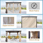 10x10 FT Hardtop Outdoor Gazebo, Aluminum Frame Polycarbonate Hardtop Garden Tent with Curtains & Mosquito Netting