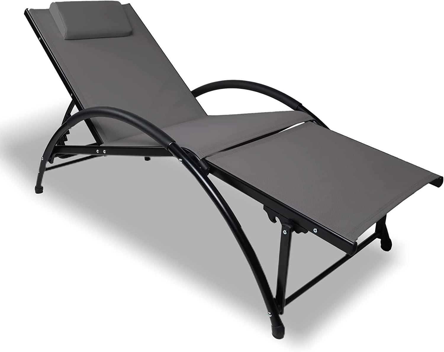 Outdoor Tanning Reclining Chairs Chaise Lounge Chair Recliners Lounger with Pillow & Armrest