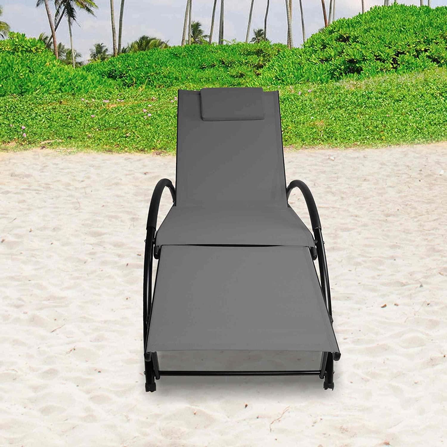 Outdoor Tanning Reclining Chairs Chaise Lounge Chair Recliners Lounger with Pillow & Armrest