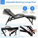 Outdoor Tanning Reclining Chairs Chaise Lounge Chair Recliners Lounger with Pillow & Armrest