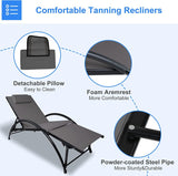 Outdoor Tanning Reclining Chairs Chaise Lounge Chair Recliners Lounger with Pillow & Armrest