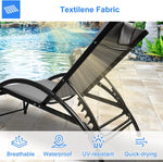 Outdoor Tanning Reclining Chairs Chaise Lounge Chair Recliners Lounger with Pillow & Armrest