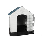 Medium Plastic Outdoor Dog House with Door for Pet Weatherproof Kennel, 31.5"L x 29"W x 32"H - Bosonshop