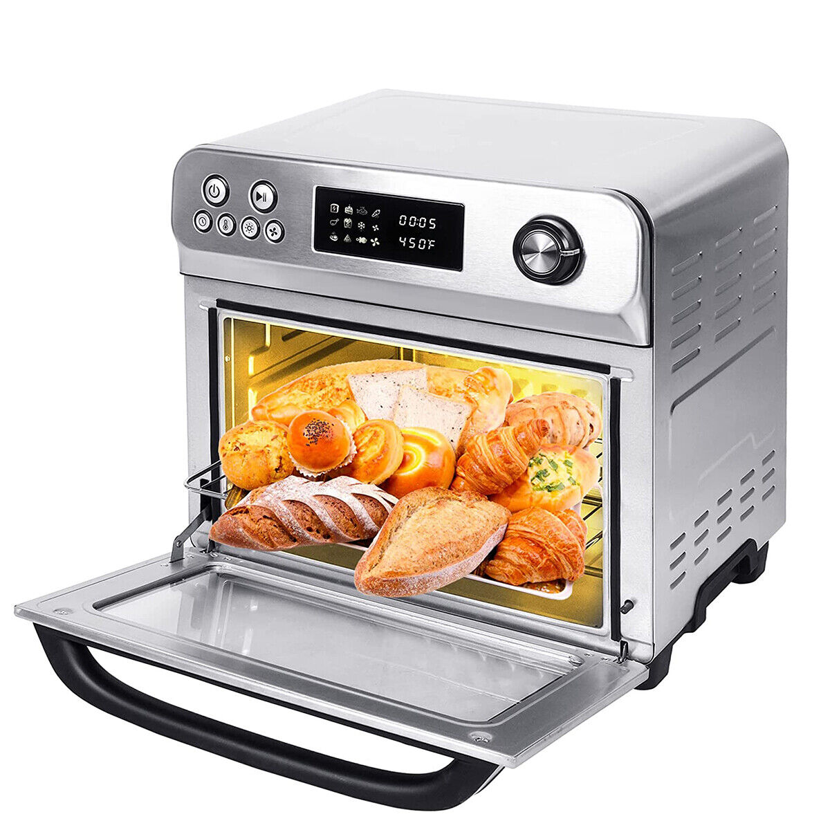 10-In-1 Air Fryer Toaster Oven, 24 QT Convection Countertop Oven Combination w/ 6 Accessories, Stainless Steel Finish, 1700W