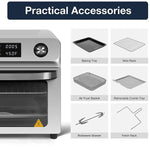 10-In-1 Air Fryer Toaster Oven, 24 QT Convection Countertop Oven Combination w/ 6 Accessories, Stainless Steel Finish, 1700W