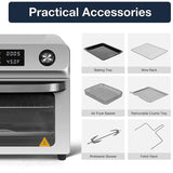 10-In-1 Air Fryer Toaster Oven, 24 QT Convection Countertop Oven Combination w/ 6 Accessories, Stainless Steel Finish, 1700W