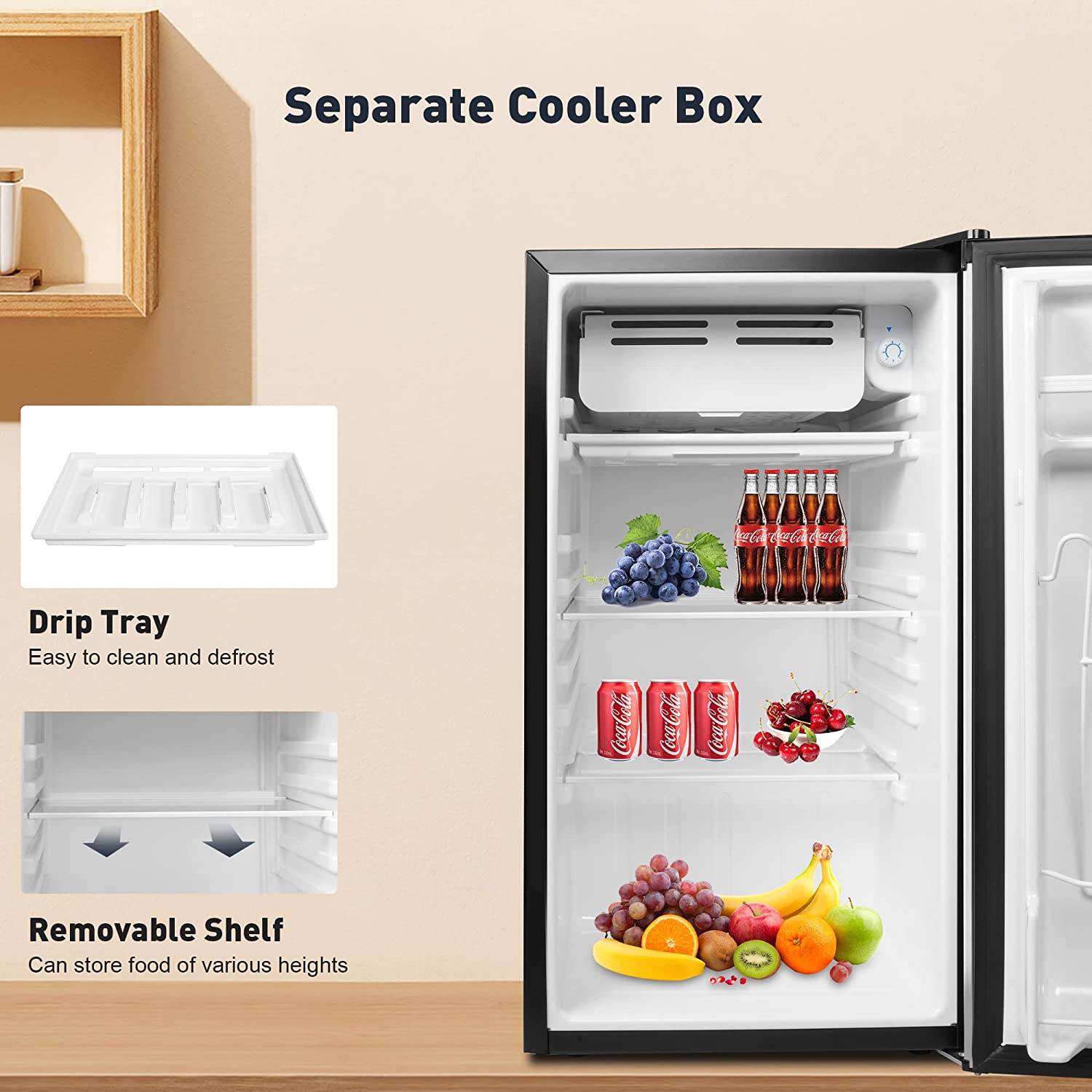 3.2 Cu.Ft. Mini Fridge Compact Refrigerator with Freezer for Home/Dorm/Office