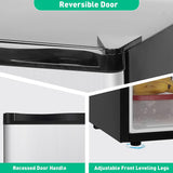 Mini Fridge Single Door Compact Refrigerator with Reversible Door & Adjustable Legs