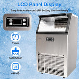 Commercial 100lbs/24H Ice Maker Machine Built-in Stainless Steel Ice Maker Machine with a smart LCD panel