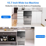 Commercial 100lbs/24H Ice Maker Machine Built-in Stainless Steel Ice Maker Machine with a smart LCD panel