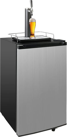 3.4 Cu.Ft. Stainless Steel Kegerator, Keg Beer Cooler for Beer Dispensing with 4 Casters, CO2 Cylinder & Temperature Control, Black