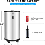 1.8 Cu.Ft Beverage Refrigerator Party Cooler Fridge with 4 Universal Wheels, Removable Baskets & LCD Display