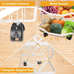 5 Tier Foldable Fruit Basket Kitchen Storage Rolling Cart, Living Room Baskets