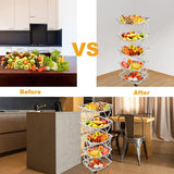 5 Tier Foldable Fruit Basket Kitchen Storage Rolling Cart, Living Room Baskets
