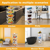 5 Tier Foldable Fruit Basket Kitchen Storage Rolling Cart, Living Room Baskets