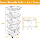 5 Tier Foldable Fruit Basket Kitchen Storage Rolling Cart, Living Room Baskets