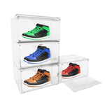 4 Packs Magnetic Stackable Shoe Storage Box Sneaker Container PET Display