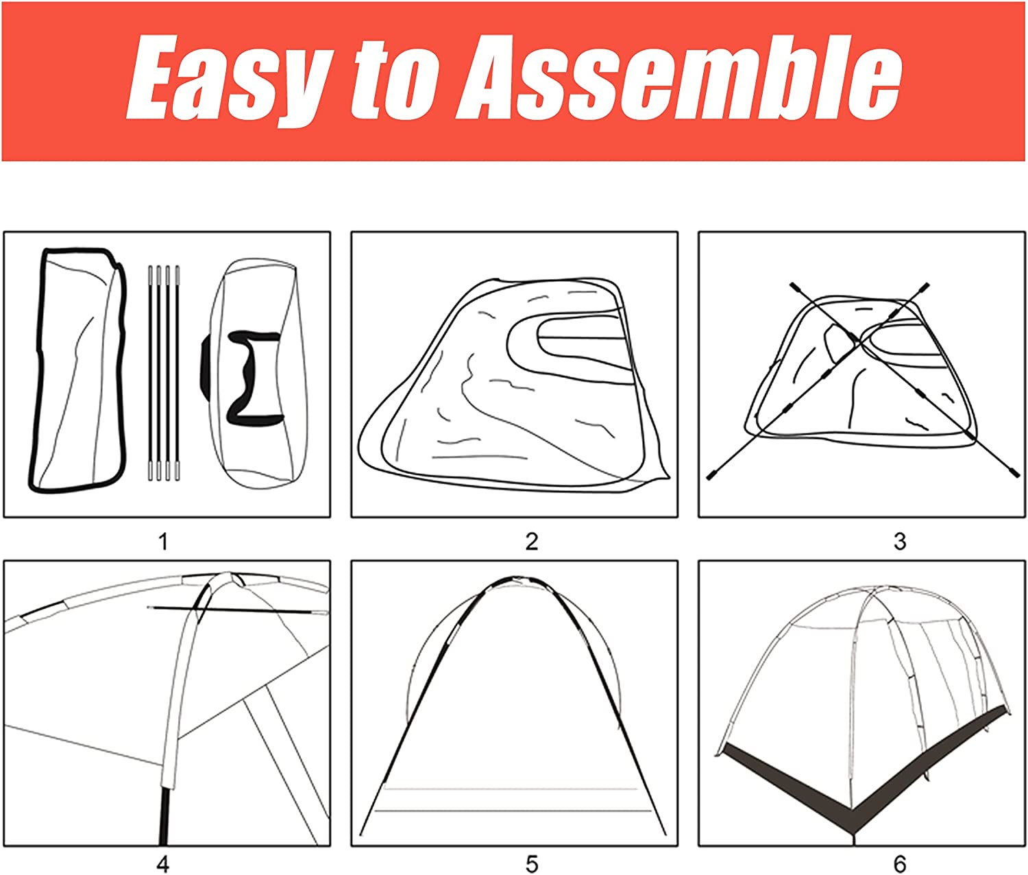 Outdoor Waterproof 8-Person Foldable Camping Tent w/ Carry Bag, Red
