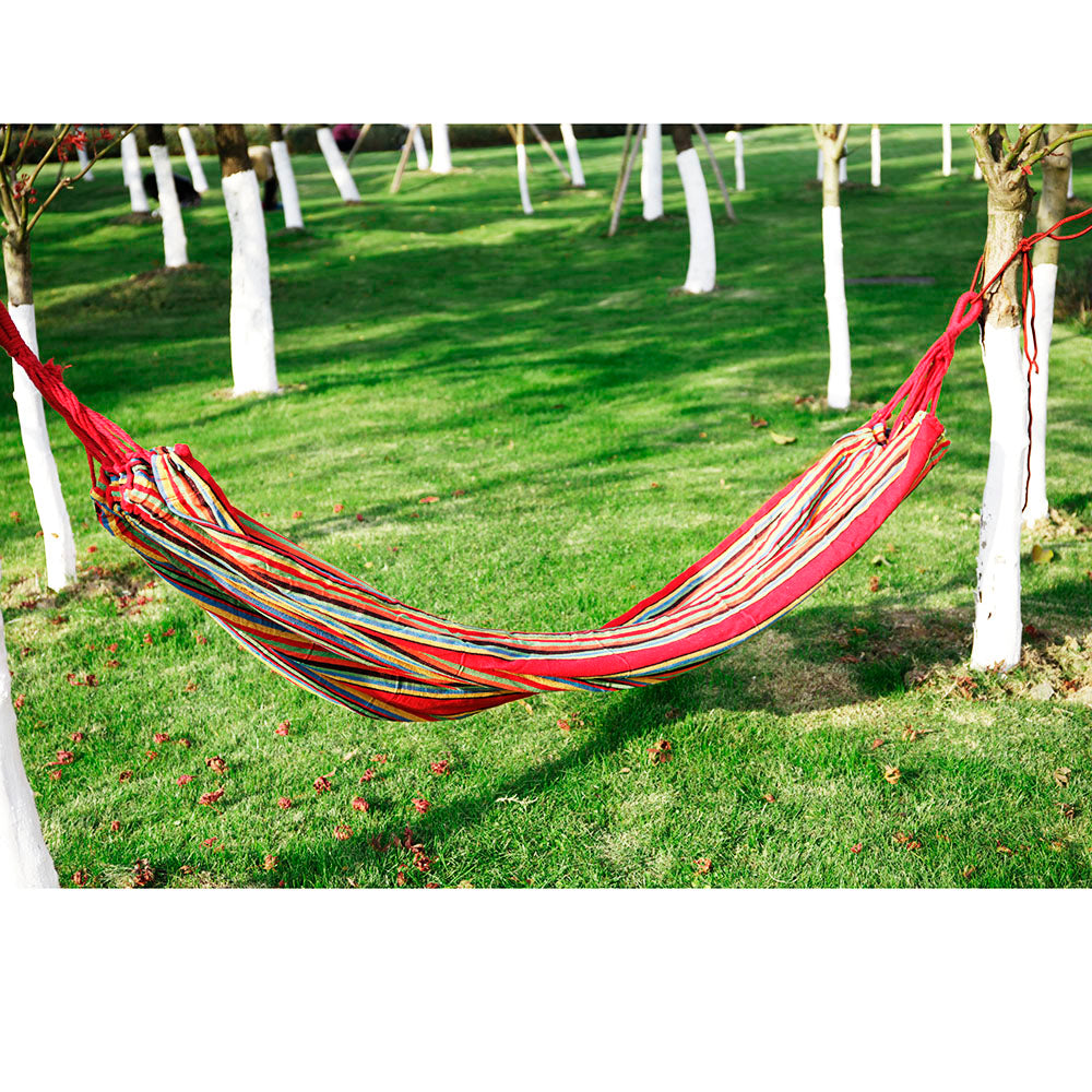 (Out of Stock) Camping Hammock Outdoor Indoor with Straps Travel Single Hammocks Cotton Fabric with Portable Bag Backpack