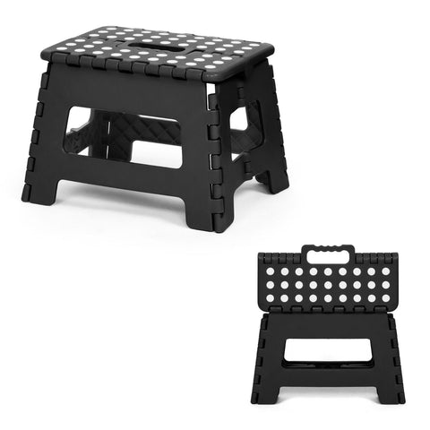 2 Pack Folding Step Stool with Handle 300 LB Capacity for Adults and Toddlers, Black