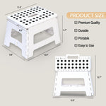 Super Strong Folding Step Stool with Handle 300 LB Capacity for Adults and Toddlers, White