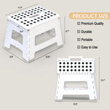 Super Strong Folding Step Stool with Handle 300 LB Capacity for Adults and Toddlers, White