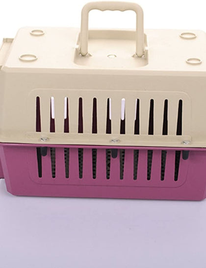 Plastic Cat & Dog Carrier Cage with Chrome Door Portable Pet Box Airline Approved, Medium