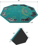 Foldable Texas Hold 'Em Foam Poker Table Card Topper Top Portable 8-Player Poker Tabletop Mat w/ Cup Holder and Carrying Bag