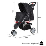 Pet Stroller for Dog Cat Small Animal Folding Walk Jogger Travel Carrier Cart with Three Wheels, Black