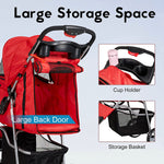 3 Wheels Pet Stroller for Dog Cat Small Animal Folding Walk Jogger Travel Carrier Cart, Red