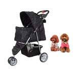 Pet Stroller for Dog Cat Small Animal Folding Walk Jogger Travel Carrier Cart with Three Wheels, Black