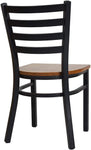 2 Pack Dining Room Kitchen Chair Ladder Back Metal Leg Stackable Fully Assembled Side Chairs with Wood Seat, Black