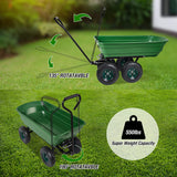 Folding Utility Wagon Poly Garden Dump Cart with Steel Frame and 10-Inch Pneumatic Tires, 550lbs Capacity, Green