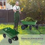 Folding Utility Wagon Poly Garden Dump Cart with Steel Frame and 10-Inch Pneumatic Tires, 550lbs Capacity, Green