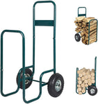 Rolling Wheeled Firewood Log Cart Portable Log Rack with Wheels for Backyard