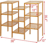 Bamboo Plant Stand 9-Tier Multifunctional Storage Rack Customizable Flower Display Shelf Bathroom Rack - Bosonshop