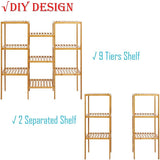 Bamboo Plant Stand 9-Tier Multifunctional Storage Rack Customizable Flower Display Shelf Bathroom Rack - Bosonshop