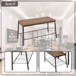 Kitchen Table and Chairs for 6 Dining Table Industrial Wooden Dinette Set w/ Storage Racks Bench, Brown